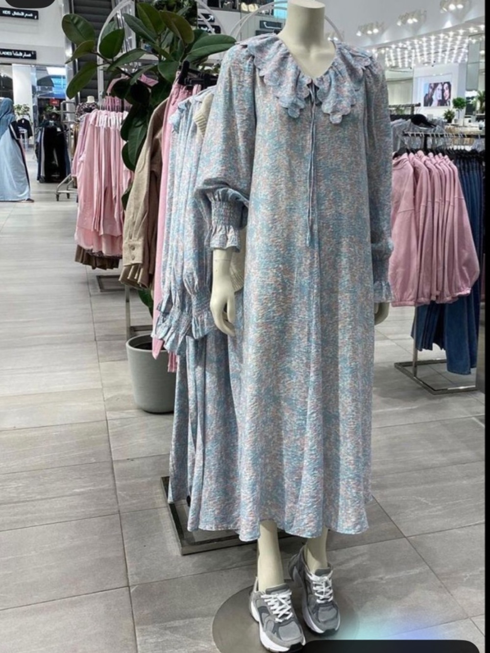 H&M Light Blue Floral Ruffle-Collar Maxi Dress Size XS NWT! - Picture 6 of 8